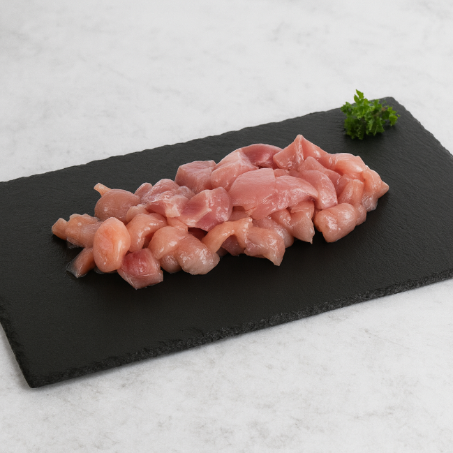 Emincé viande de haut de cuisse de poulet sans os et sans peau
